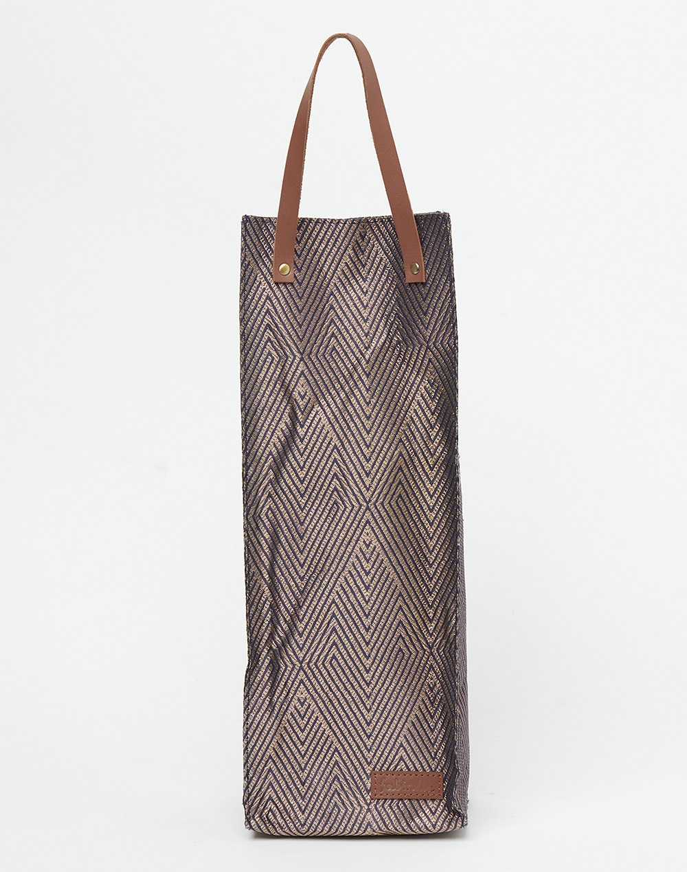 Horizontal Canvas Wine Tote with Leather Closure