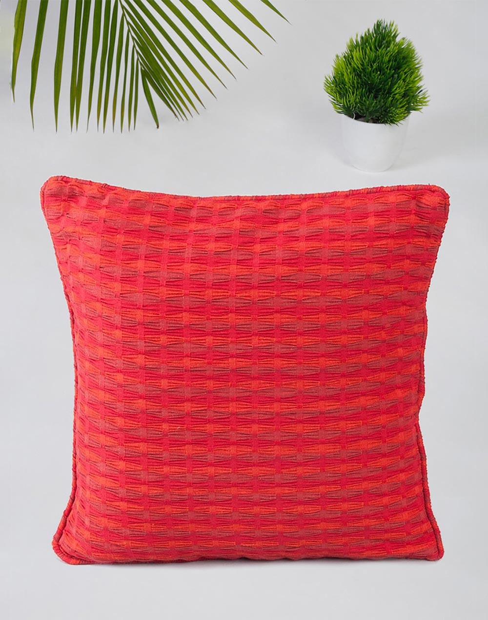 Red Deepali Cotton Cushion Cover 30X30