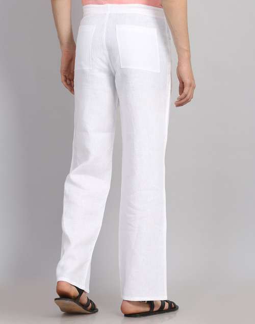 White Linen Drawstring Pants White Linen Drawstring Pants