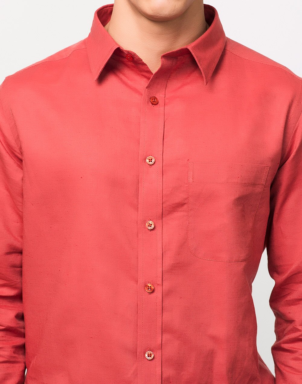 Red Linen Blend Shirt