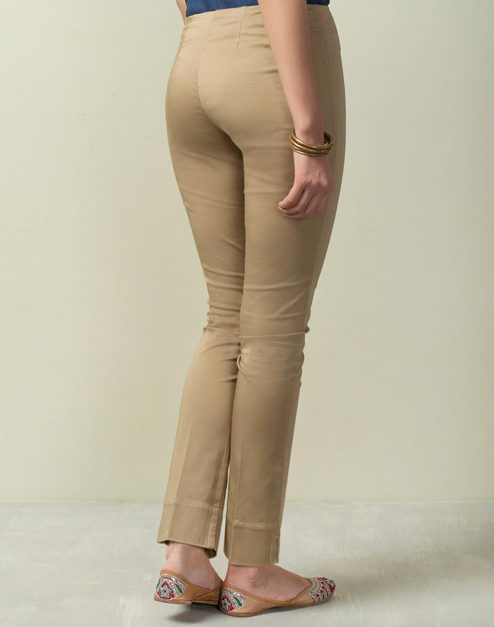 Buy Cotton Lycra Slim Fit Stretch Pant for Women Online at Fabindia