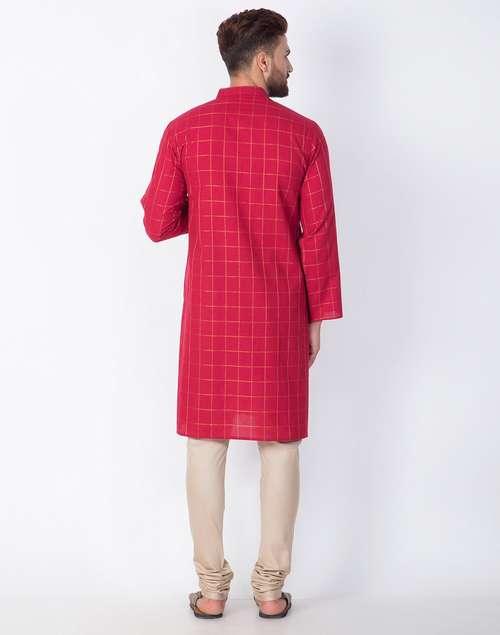 Red Cotton Long Kurta Red Cotton Long Kurta