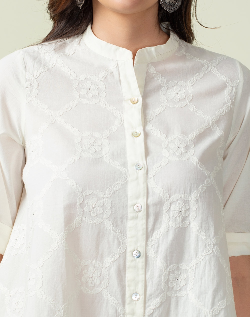 Cotton Chikankari Embroidered Shirt