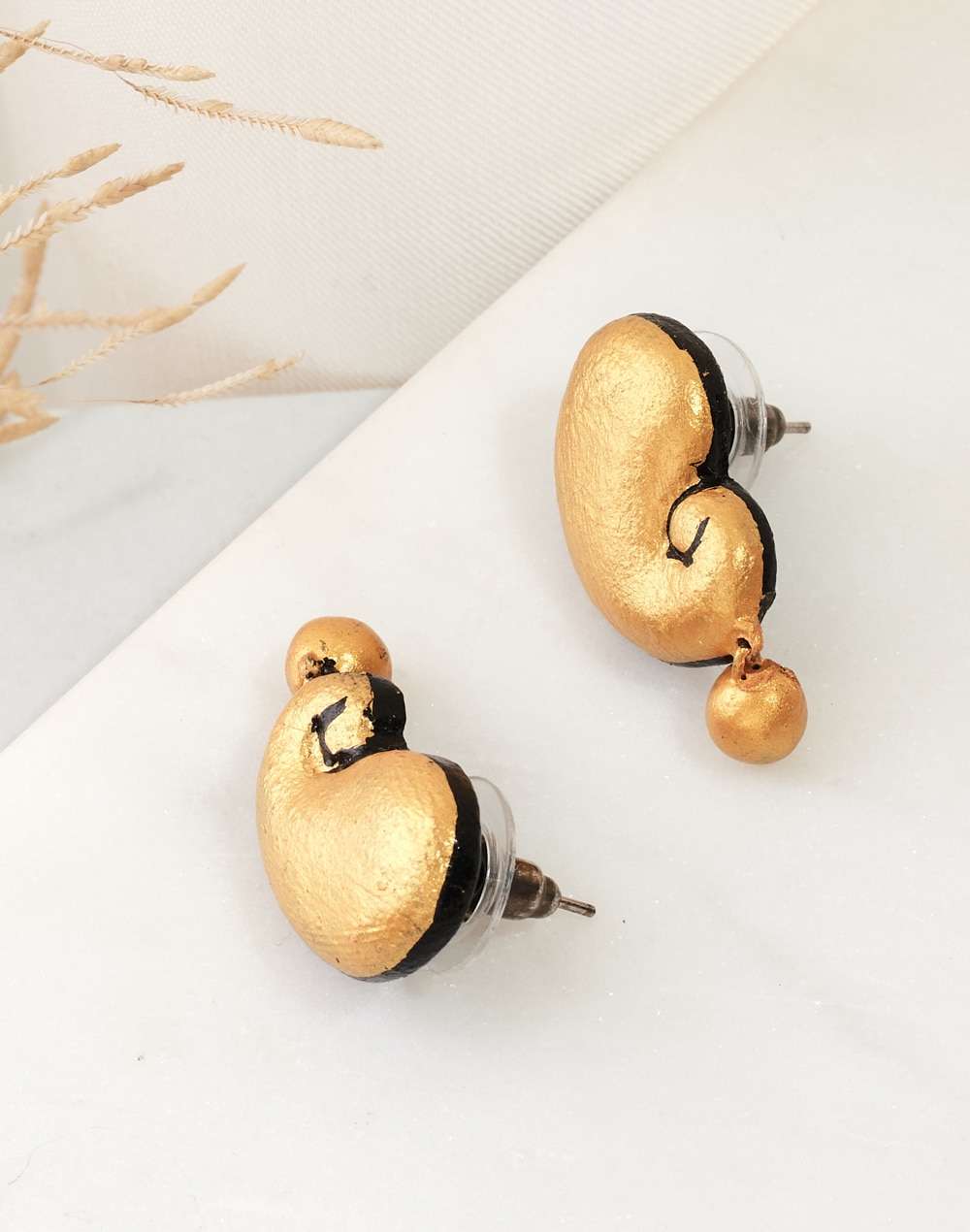 Terracotta Golden Dangler Earrings