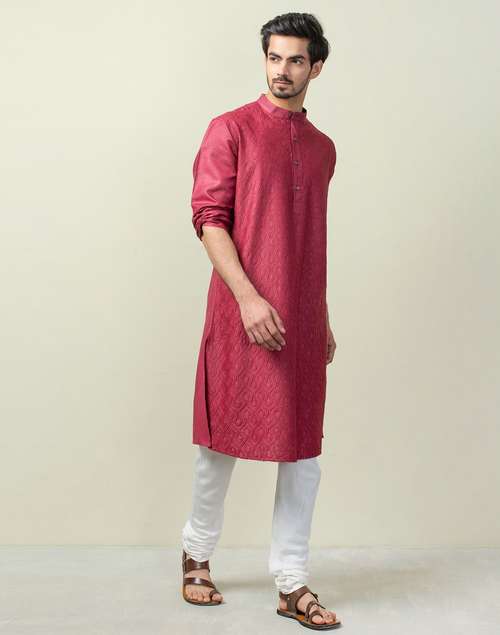 Wine Silk Long Kurta Wine Silk Long Kurta