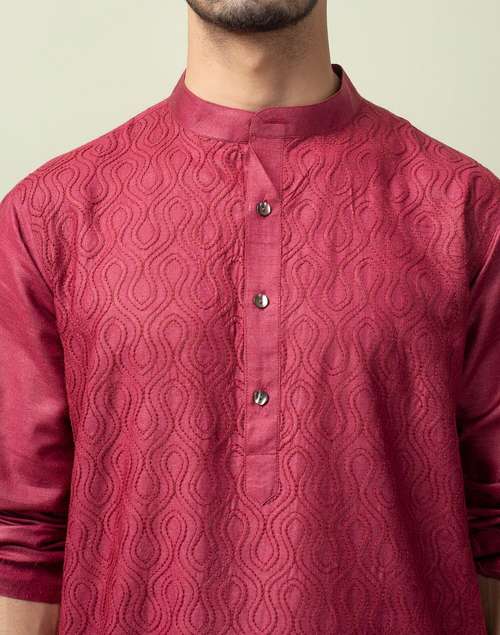 Wine Silk Long Kurta Wine Silk Long Kurta