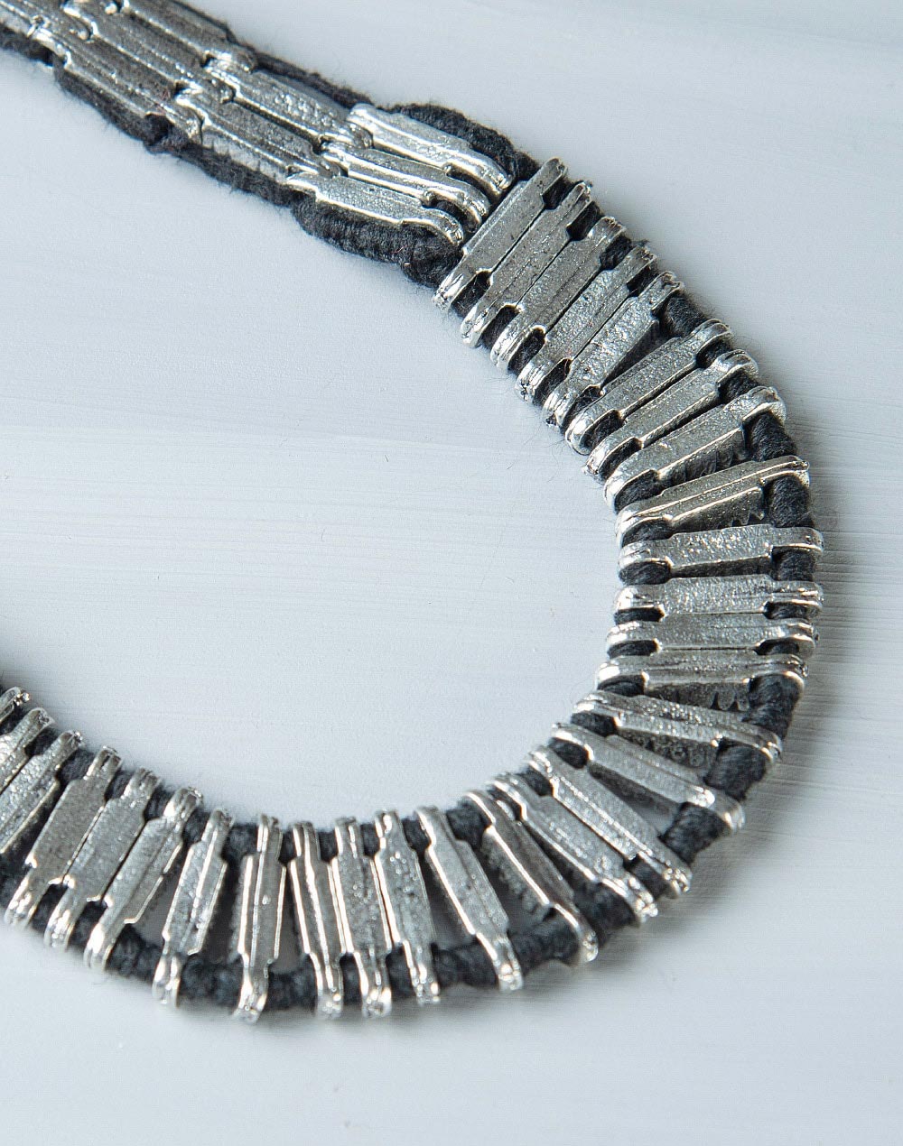 Metal Silver Black Matinee Necklace