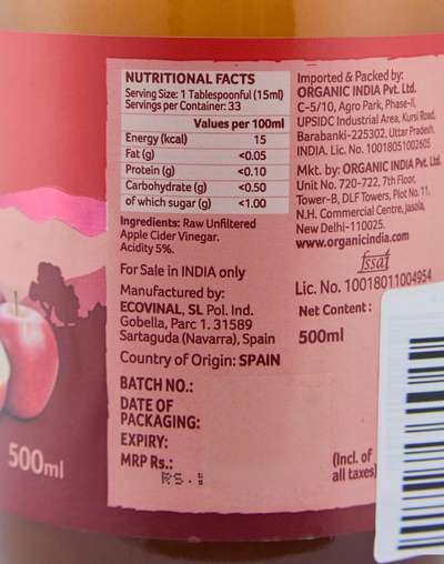 Apple Cider Vinegar -500ml Apple Cider Vinegar -500ml