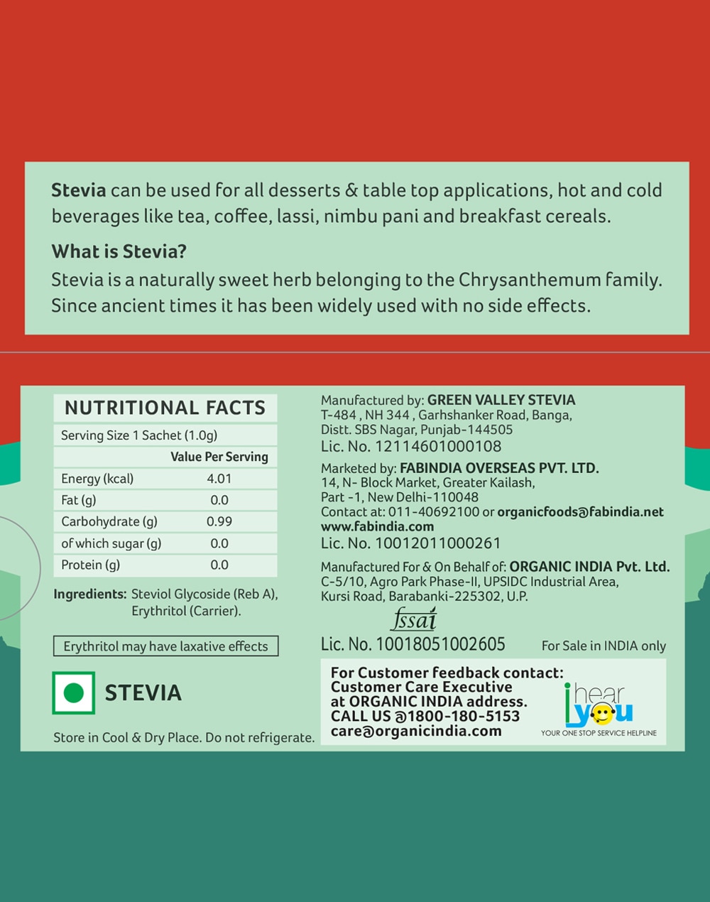 Stevia Natural Sweetner -25N Bags