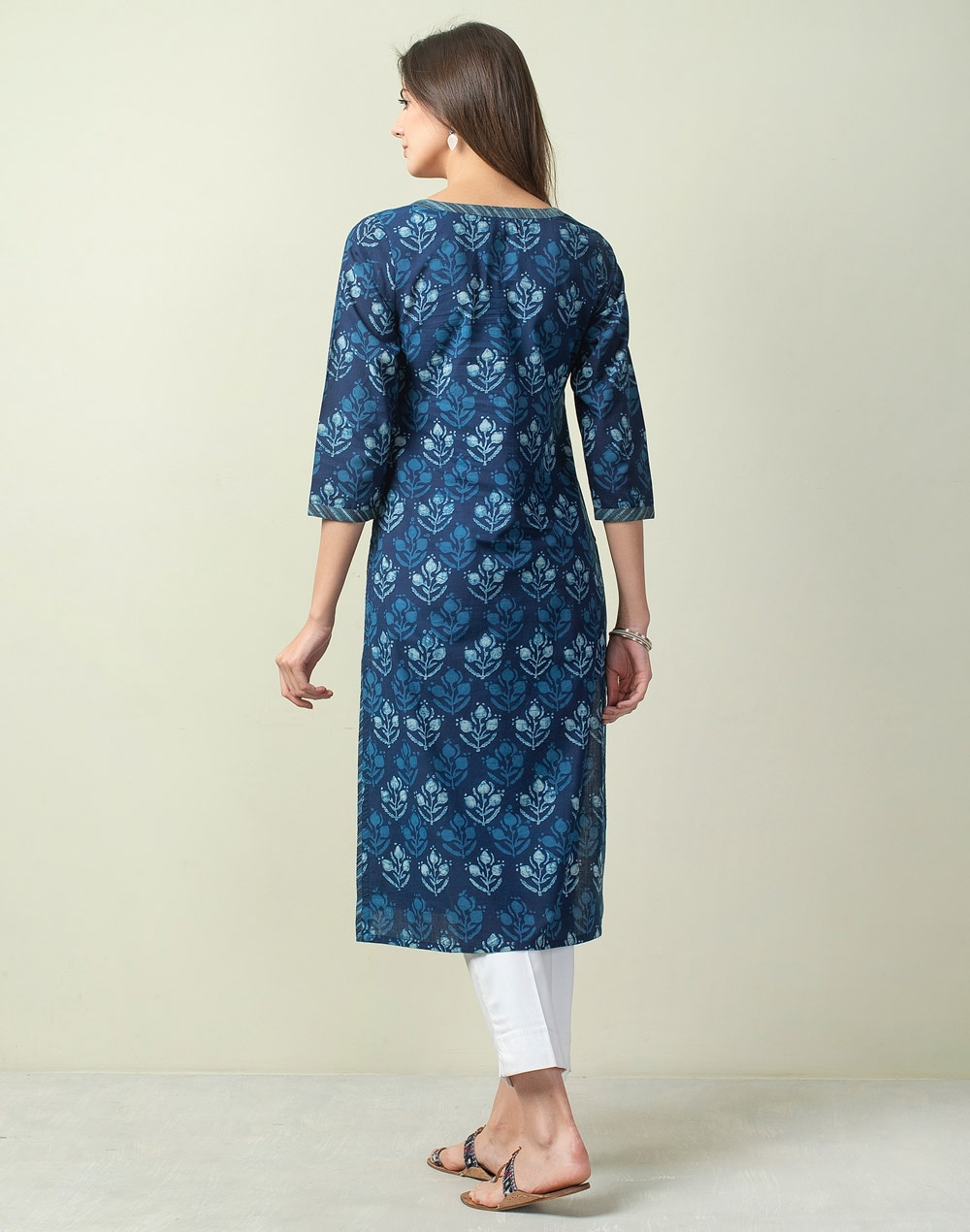 Buy Cotton Cambric Dabu Print Long Kurta for Women Online at ...