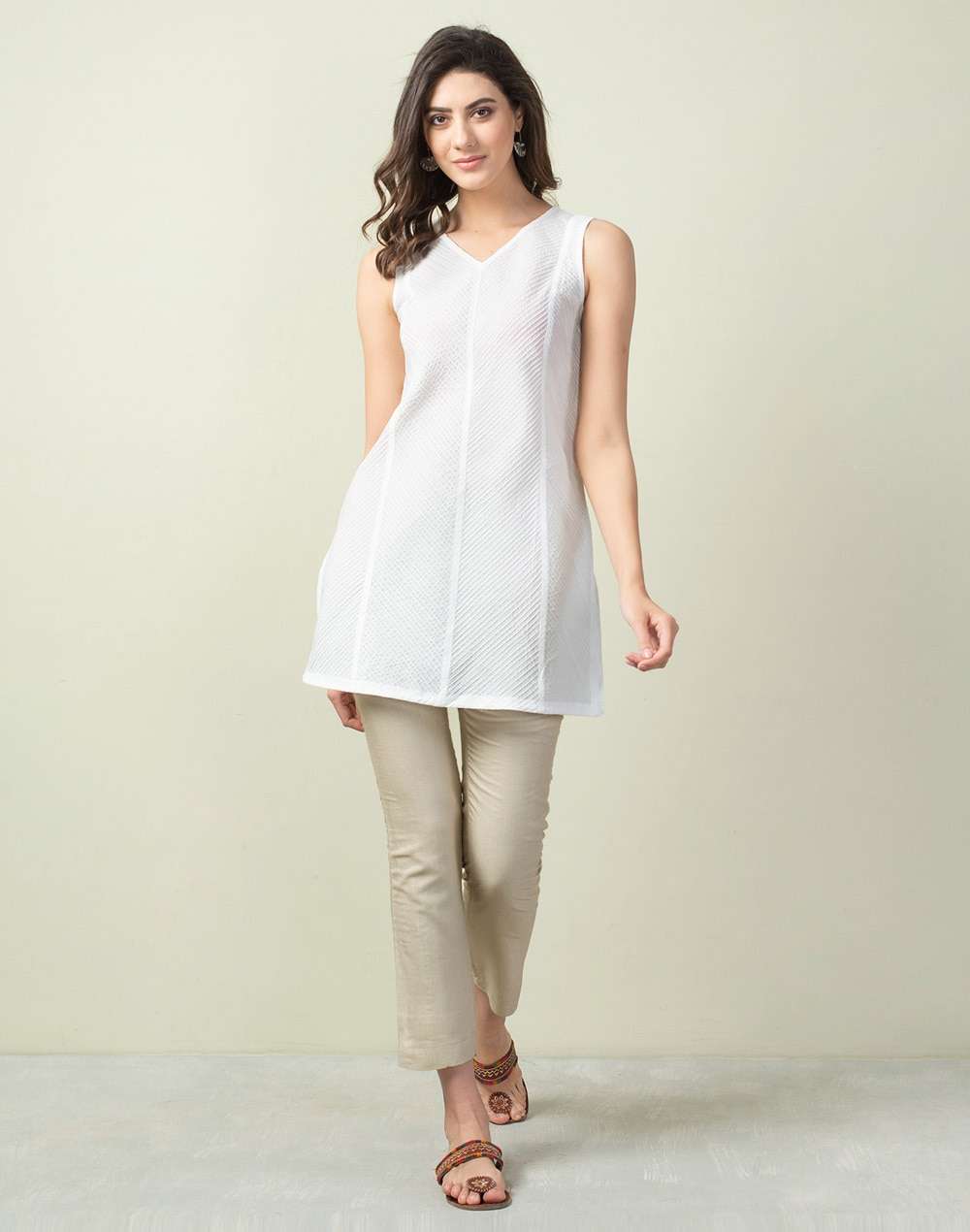 Cotton Pintuck Detail Tunic