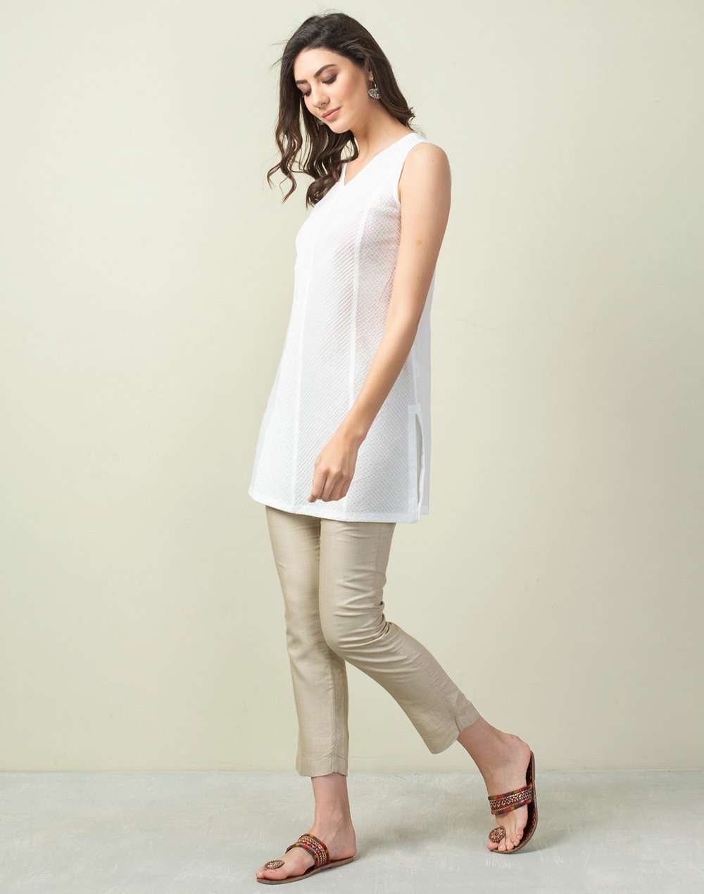 Cotton Pintuck Detail Tunic