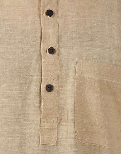 Beige Cotton Comfort Fit Long Kurta Beige Cotton Comfort Fit Long Kurta