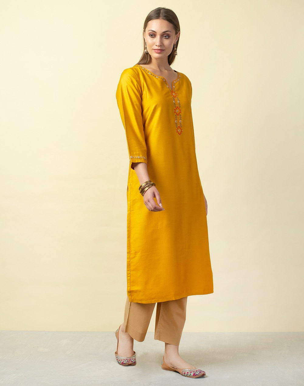 Viscose Tussar Embroidered Long Kurta