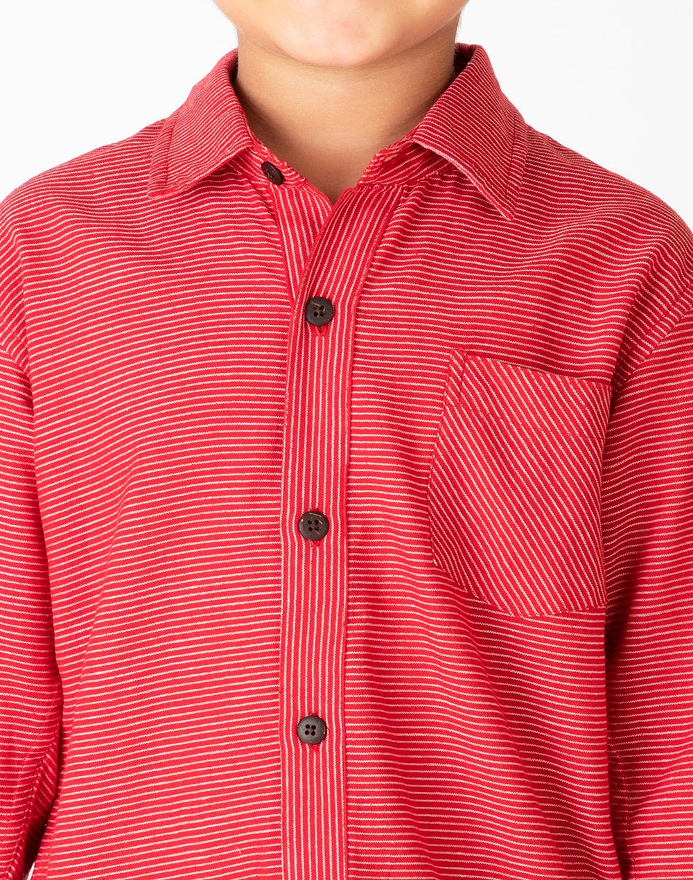 Red Cotton Striped Shirt
