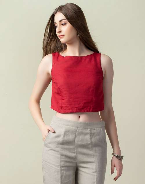 Linen Cotton Boat Neck Top Linen Cotton Boat Neck Top