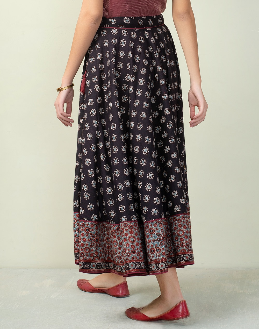 Cotton Ajrakh Printed Long Skirt