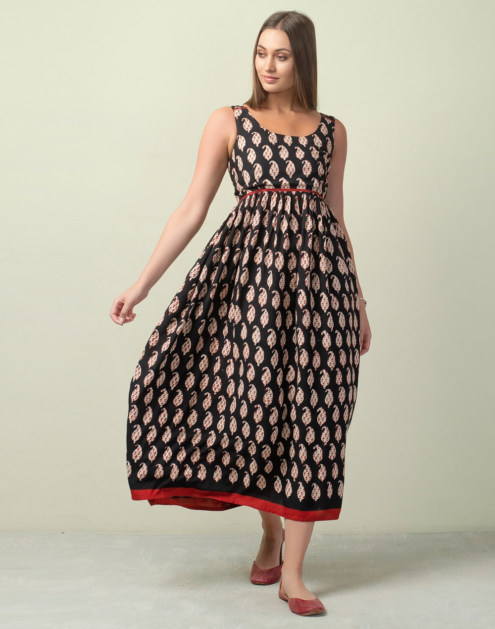 Buy Viscose Bagru Print Dress for Women Online at Fabindia | 10609094