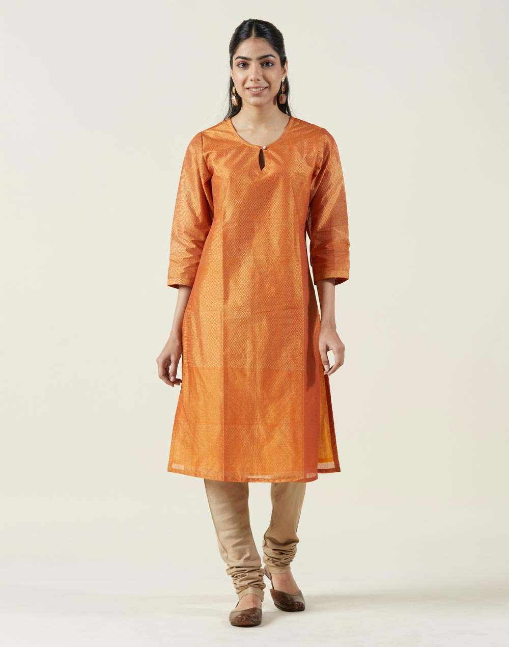 Multi Silk Straight Long Kurta
