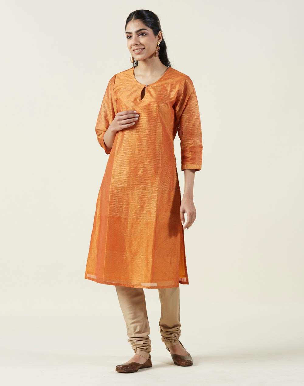 Multi Silk Straight Long Kurta