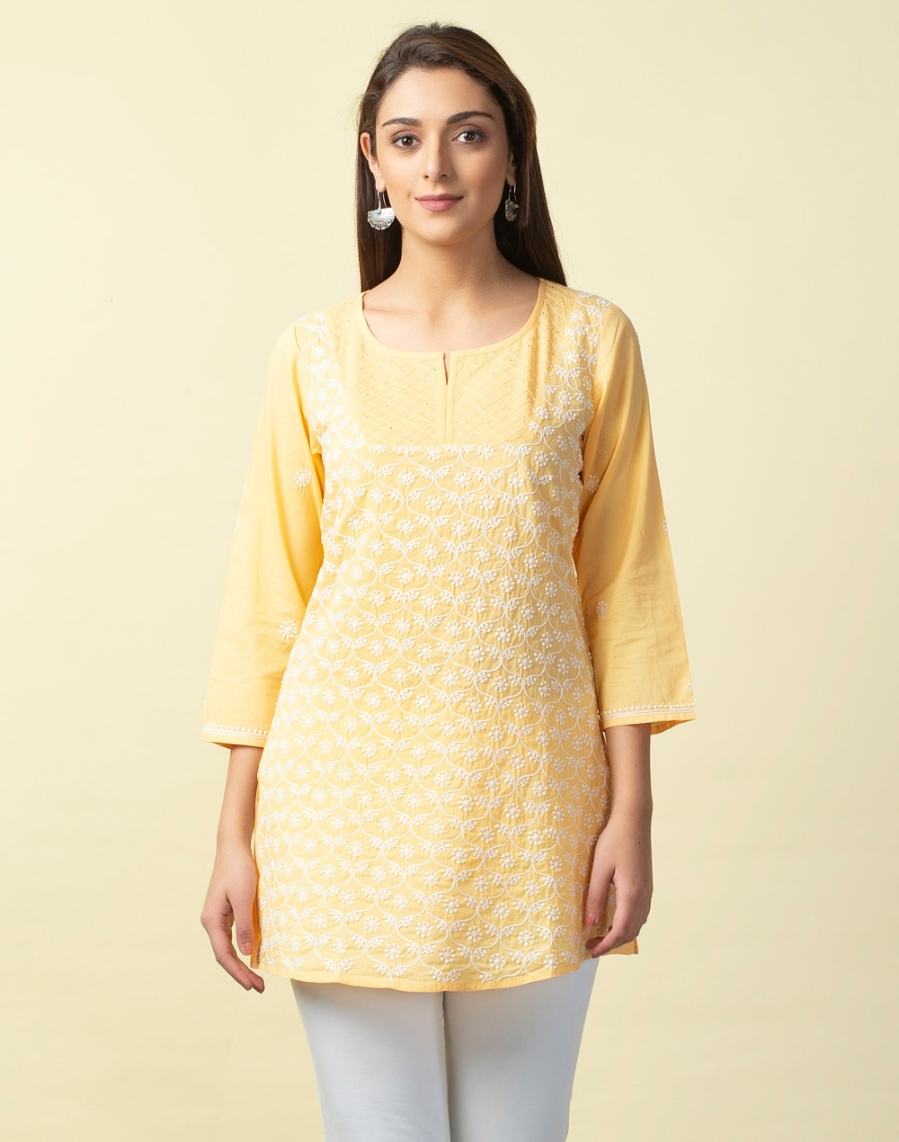 Buy Cotton Chikankari Tunic for Women Online at Fabindia | 10618758