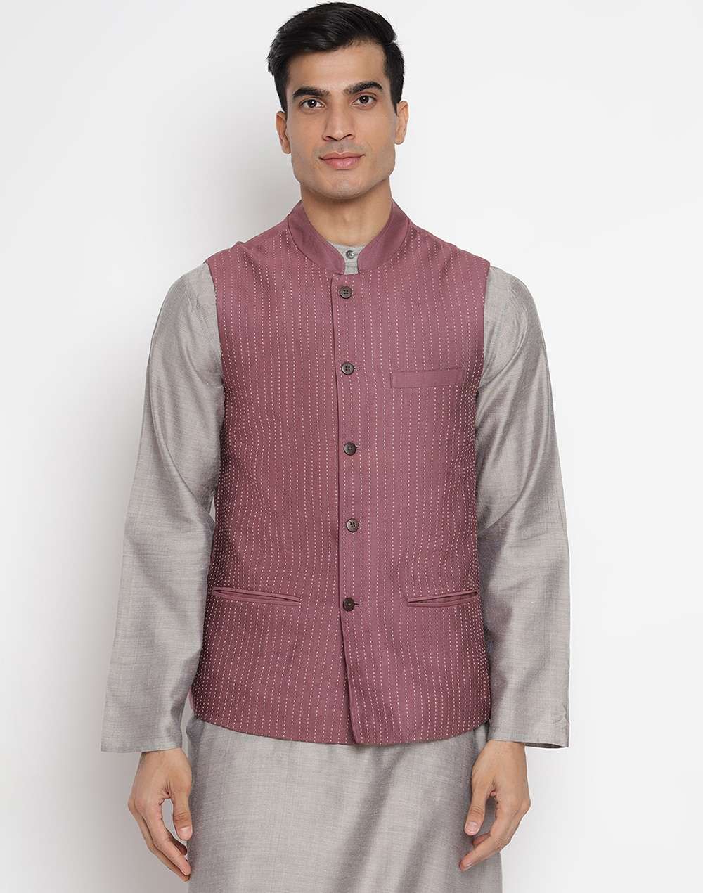 Viscose Tussar Stitched Nehru Jacket