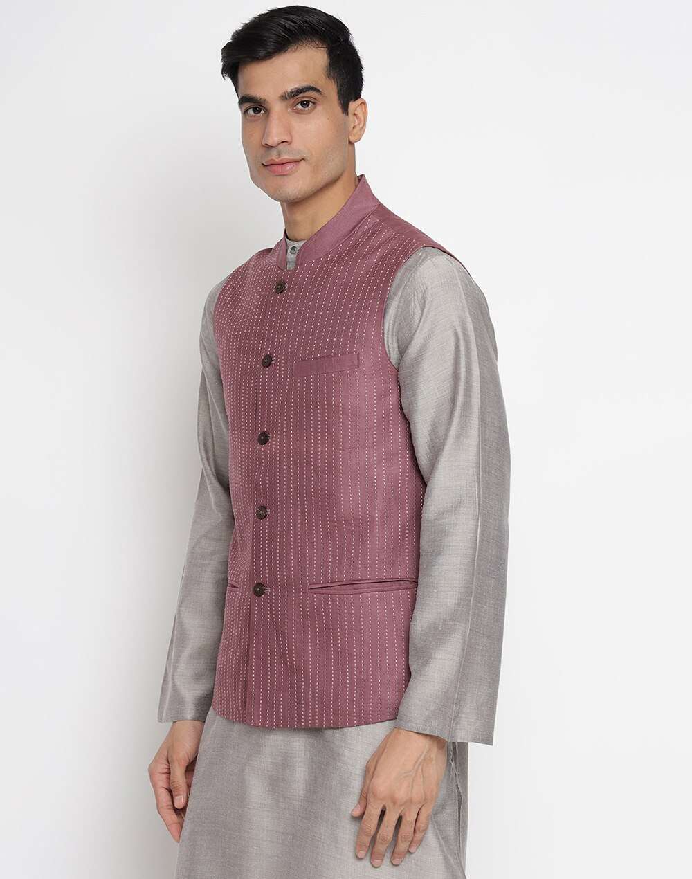 Viscose Tussar Stitched Nehru Jacket