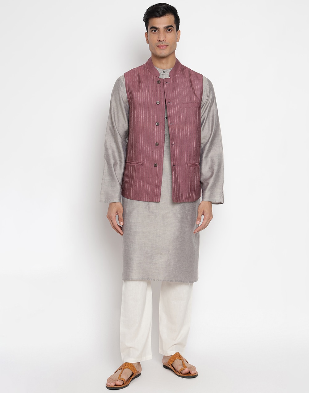 Viscose Tussar Stitched Nehru Jacket