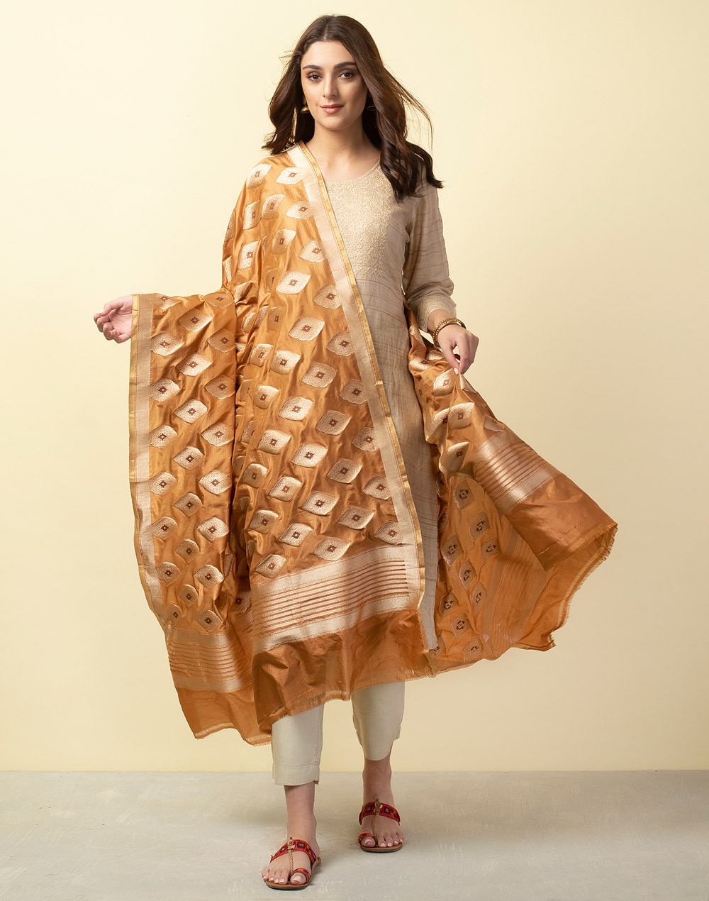 Buy Silk Cutwork Banarasi Dupatta for Women Online at Fabindia | 10621141