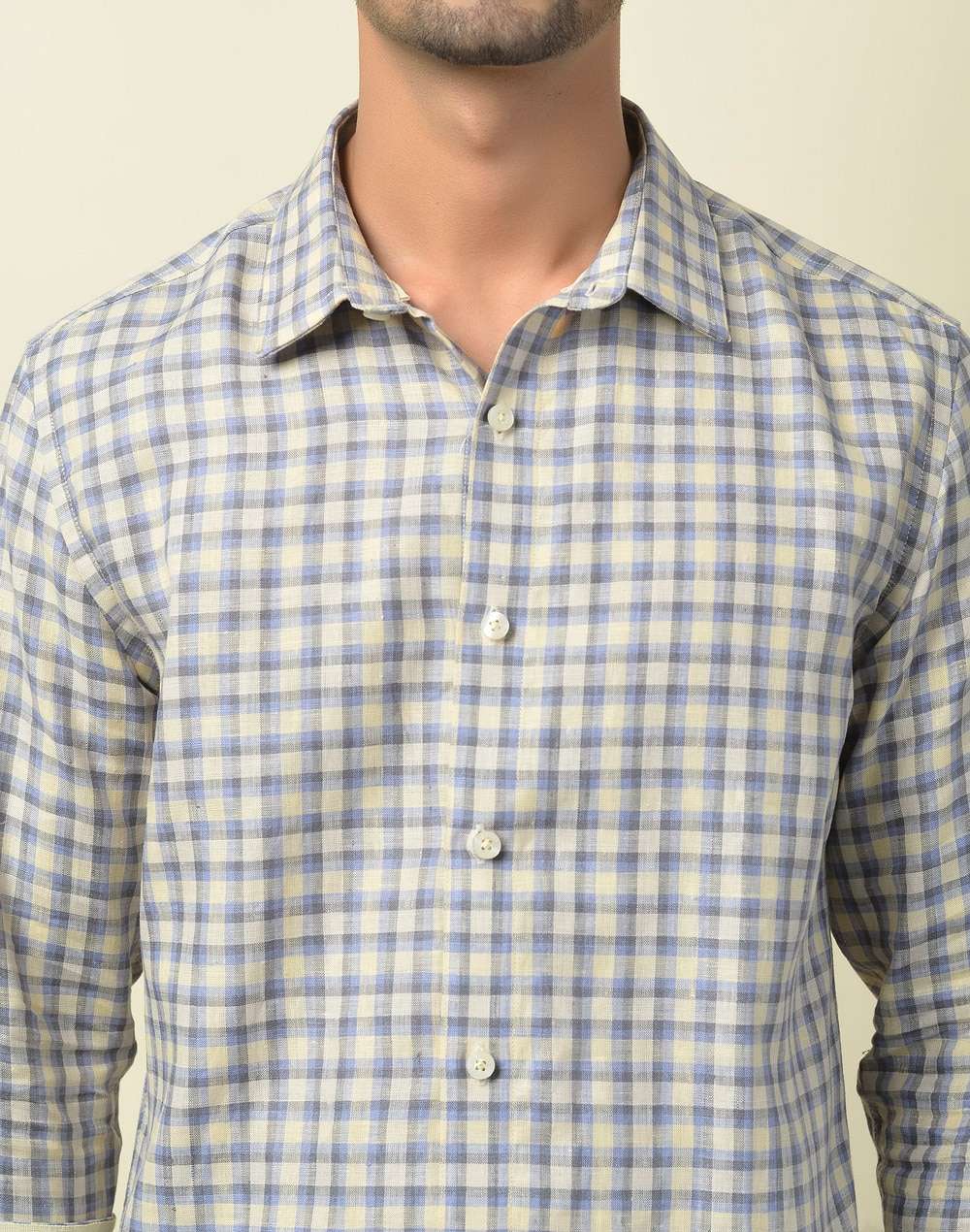 Linen Checks Slim Fit Shirt