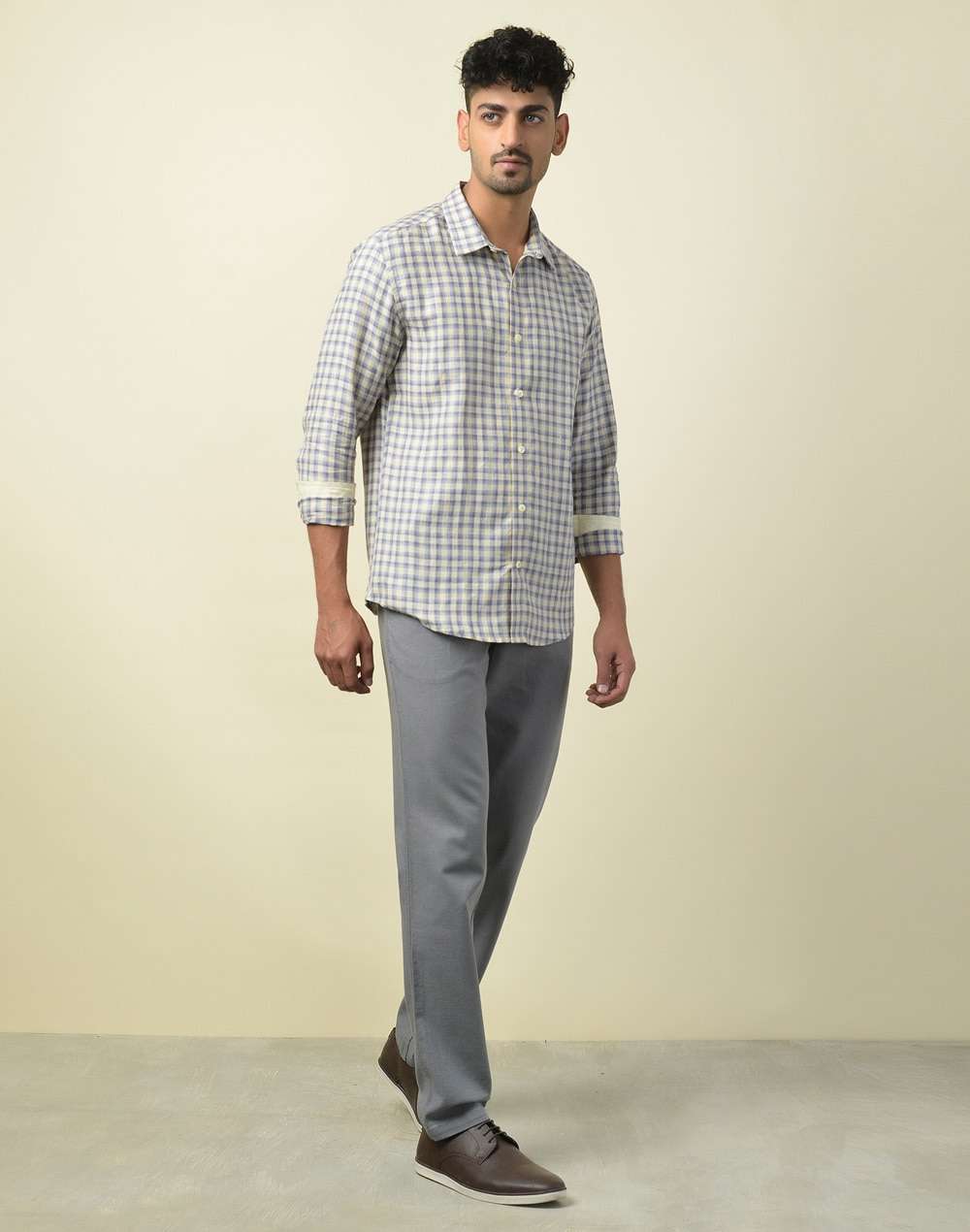 Linen Checks Slim Fit Shirt