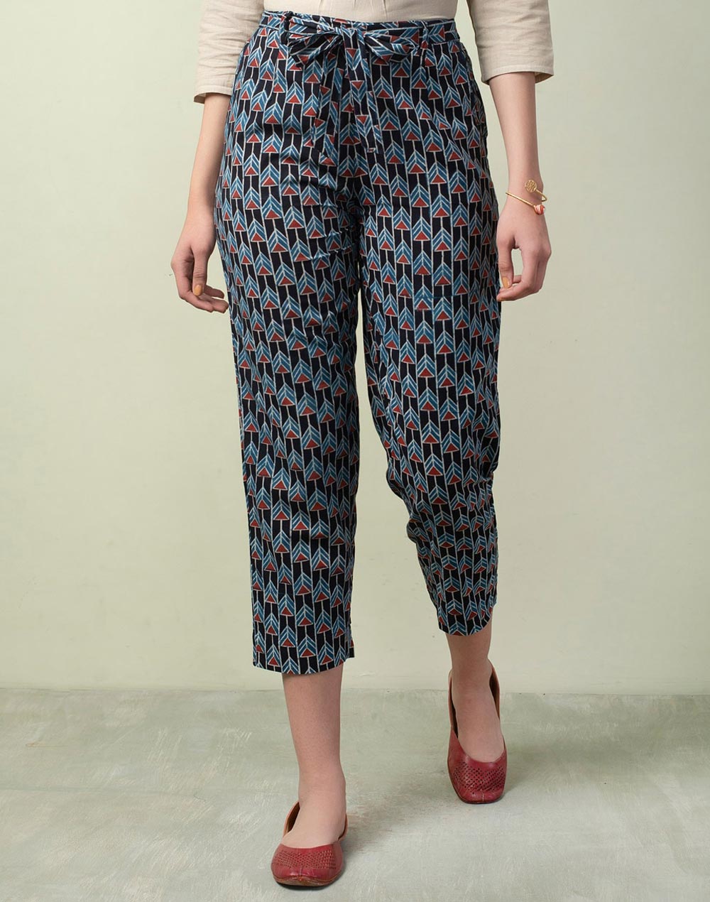 Buy Cotton Ajrakh Tapered Pant for Women Online at Fabindia