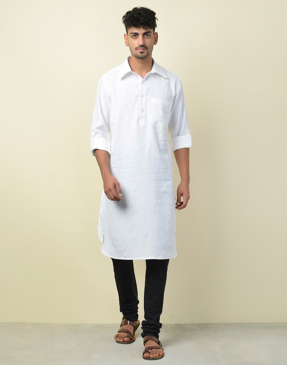 Linen Cotton Dobby Pathani Kurta