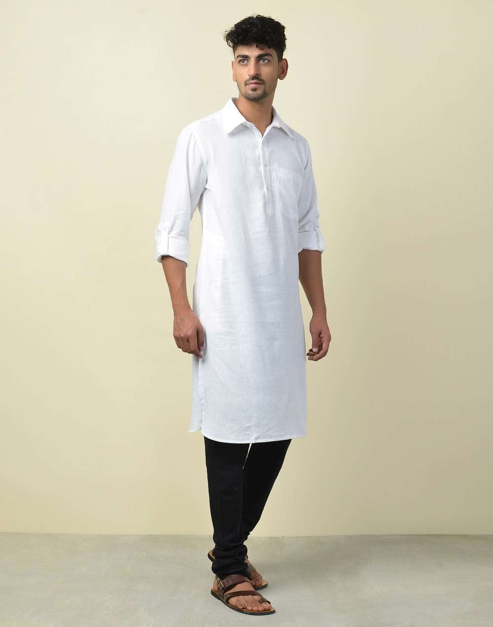 Linen Cotton Dobby Pathani Kurta