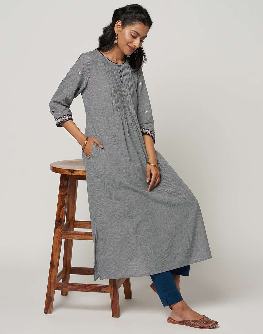 Cotton Embroidered Long Kurta