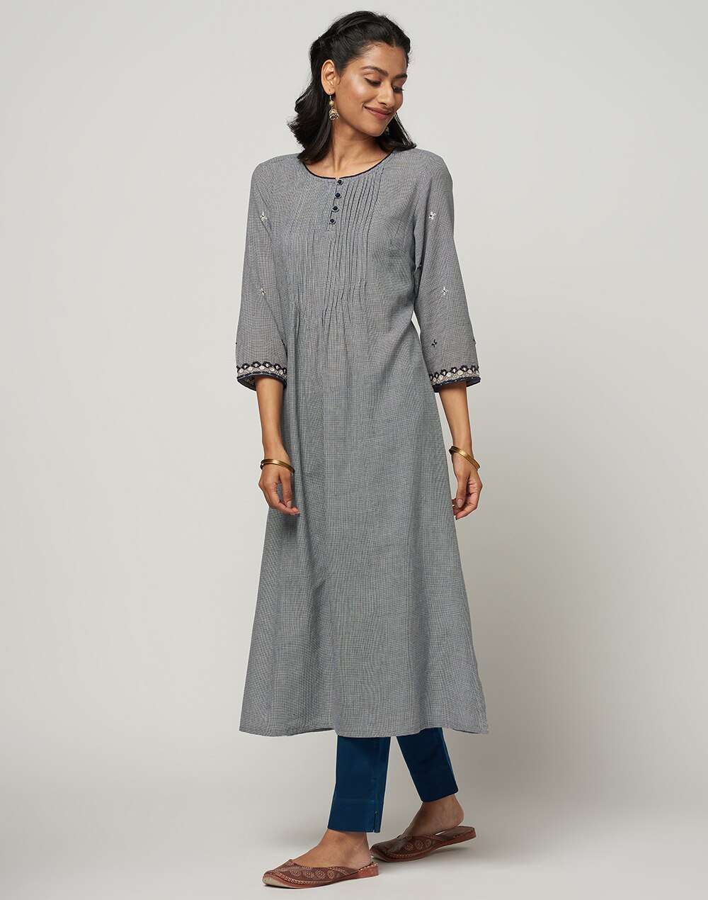 Cotton Embroidered Long Kurta