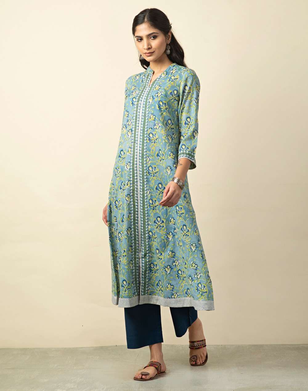 Cotton Printed Slim Fit Long Kurta