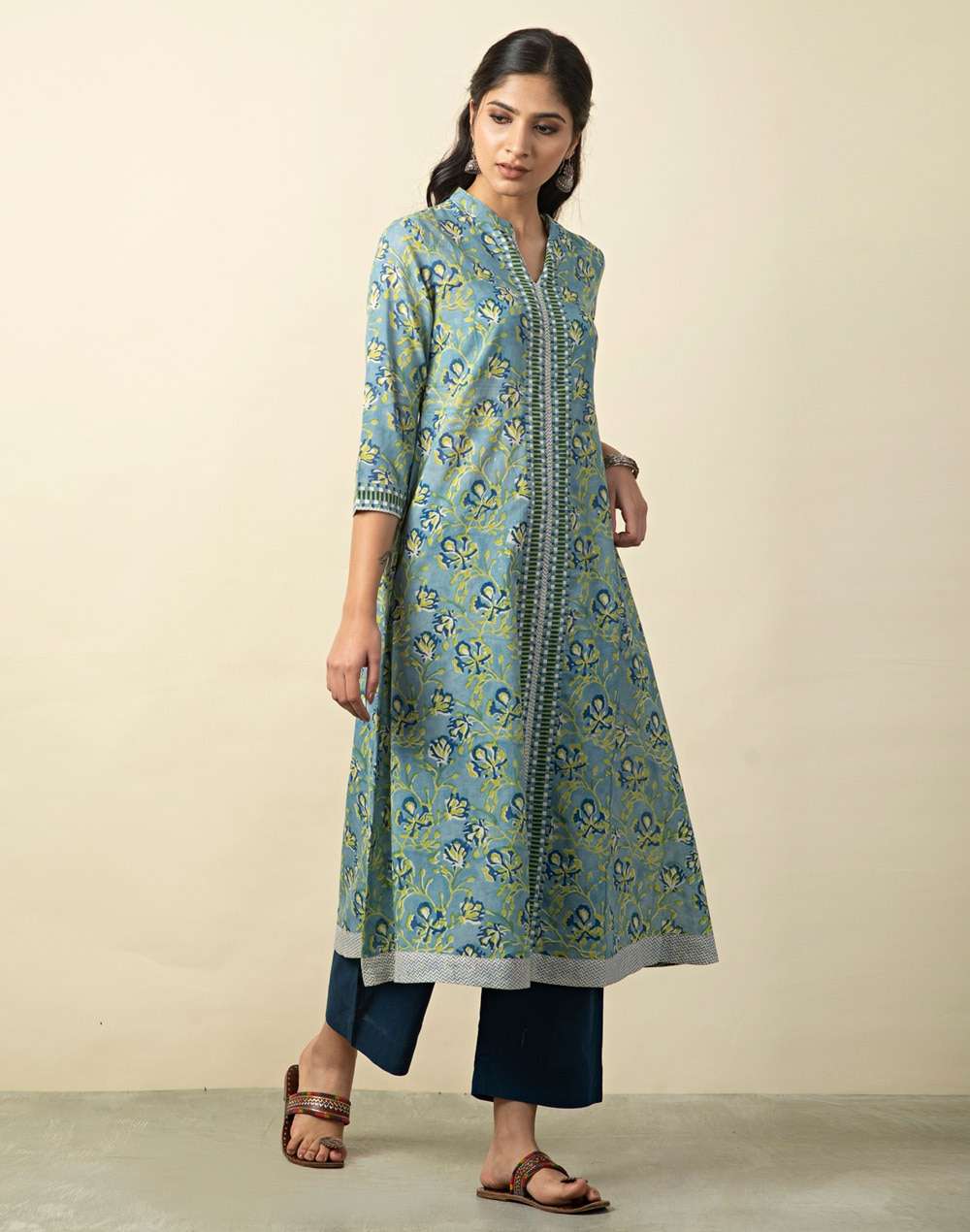 Cotton Printed Slim Fit Long Kurta