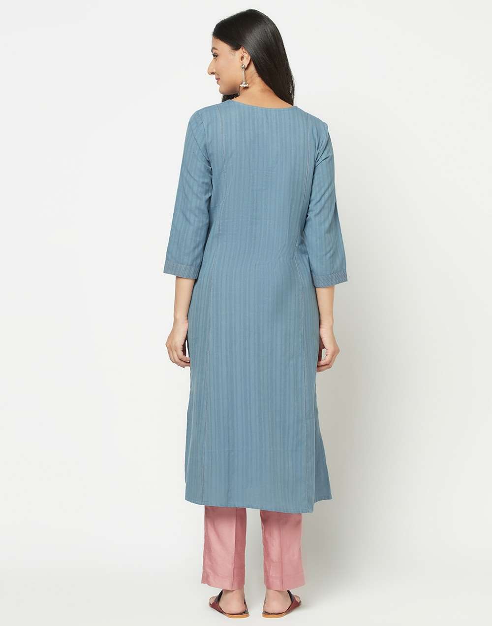 Cotton Embroidered Yoke Long Kurta