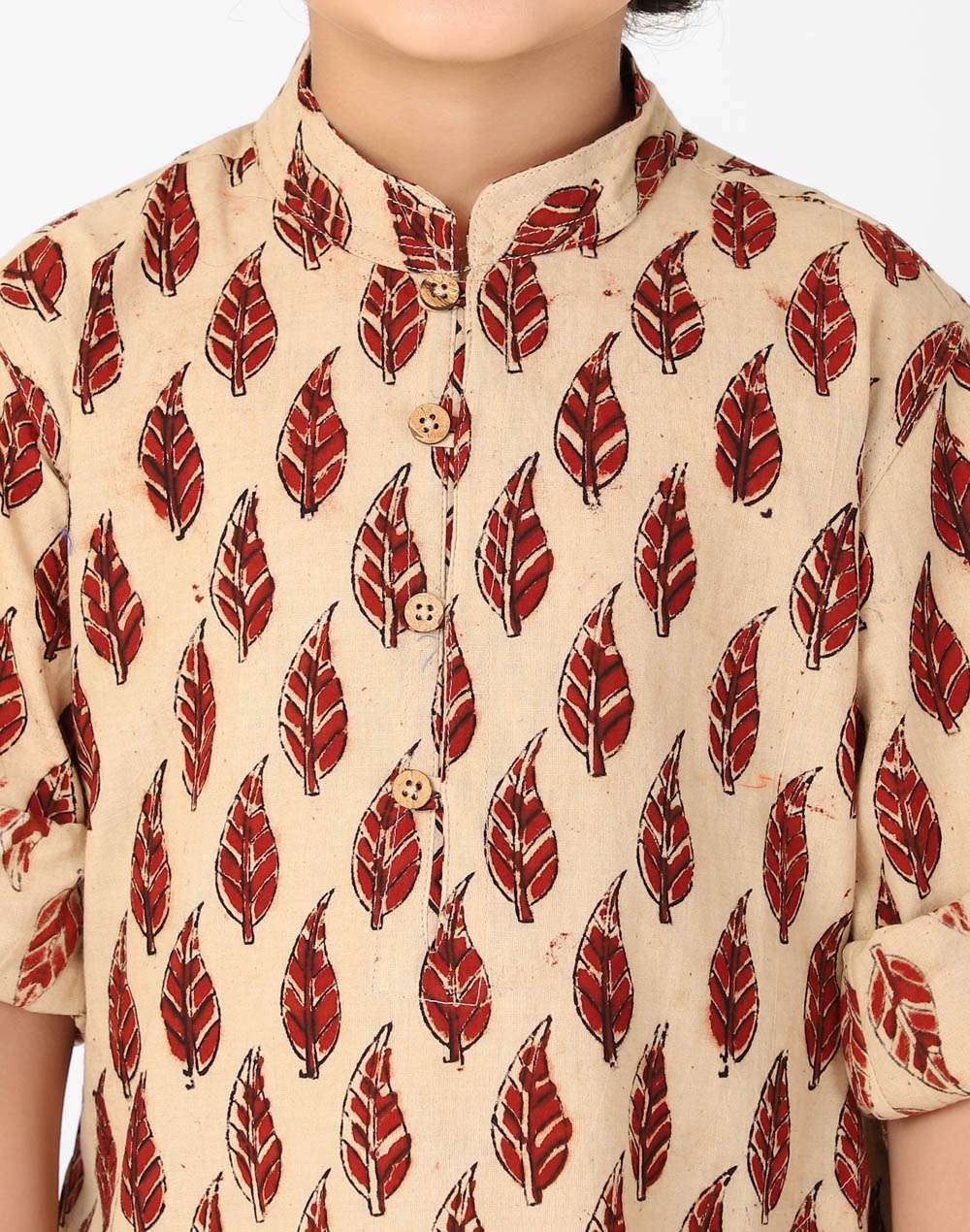 Maroon Cotton Hand Block Print Long Kurta