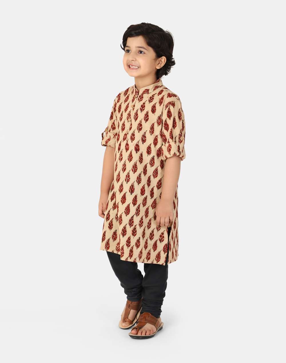 Maroon Cotton Hand Block Print Long Kurta