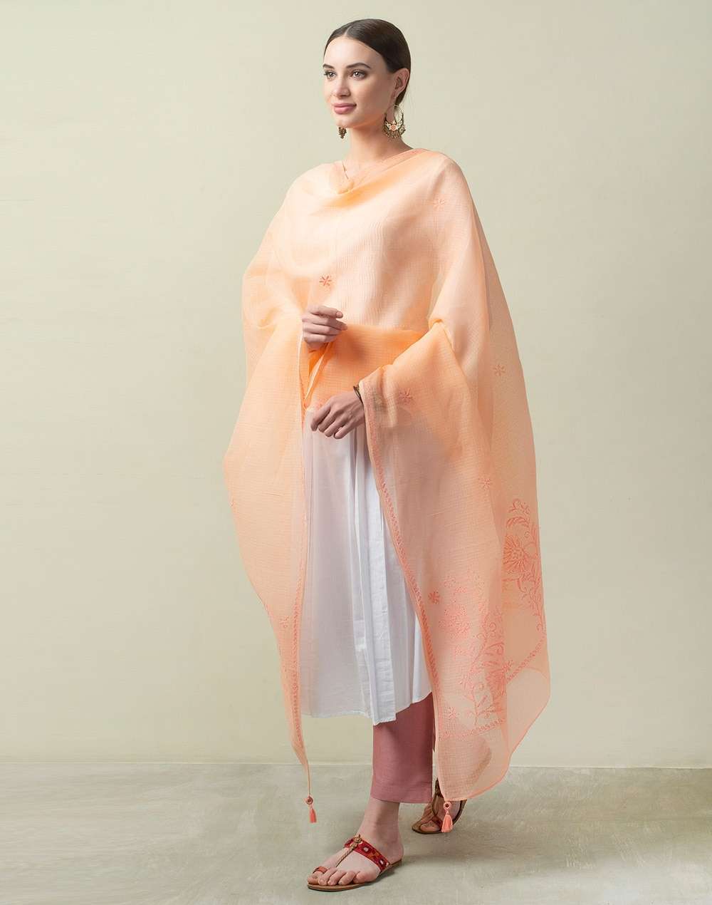 Cotton Silk Chikankari Dupatta