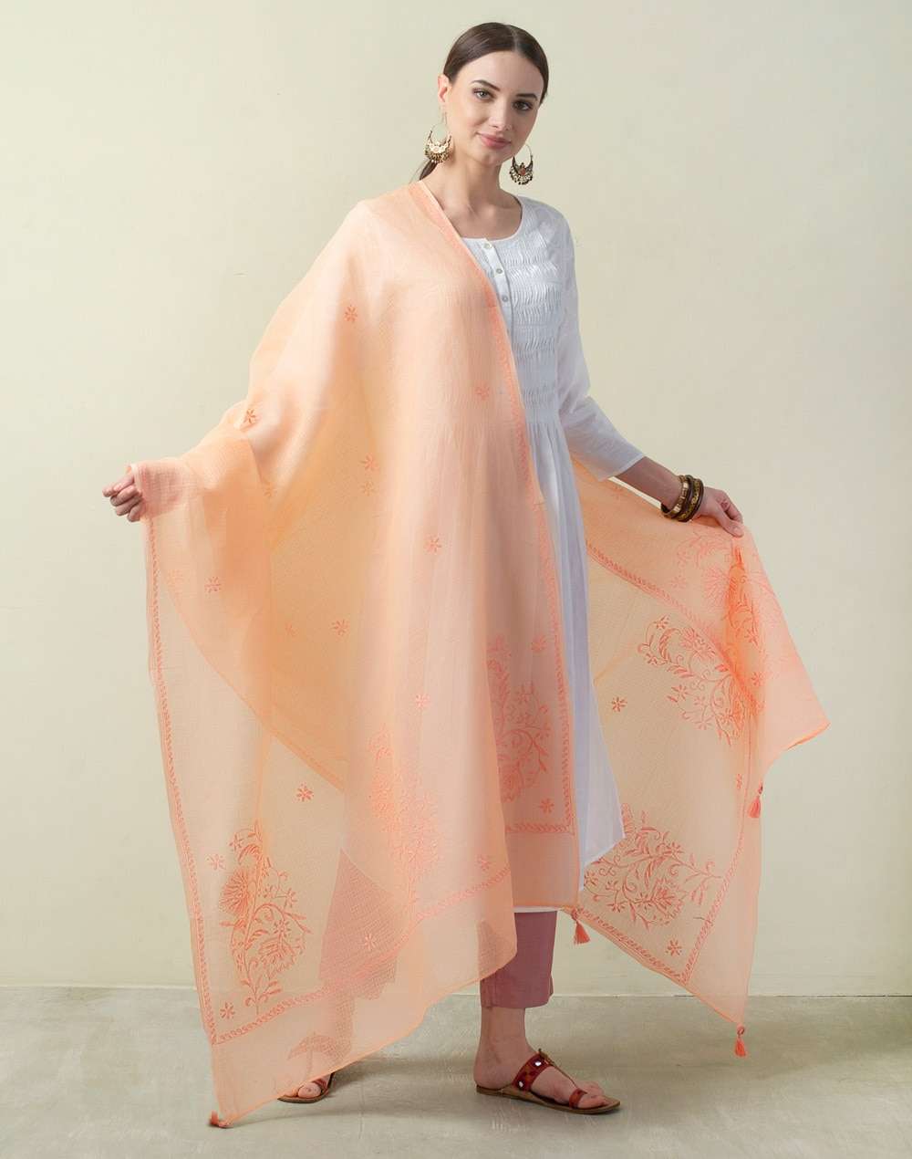 Cotton Silk Chikankari Dupatta