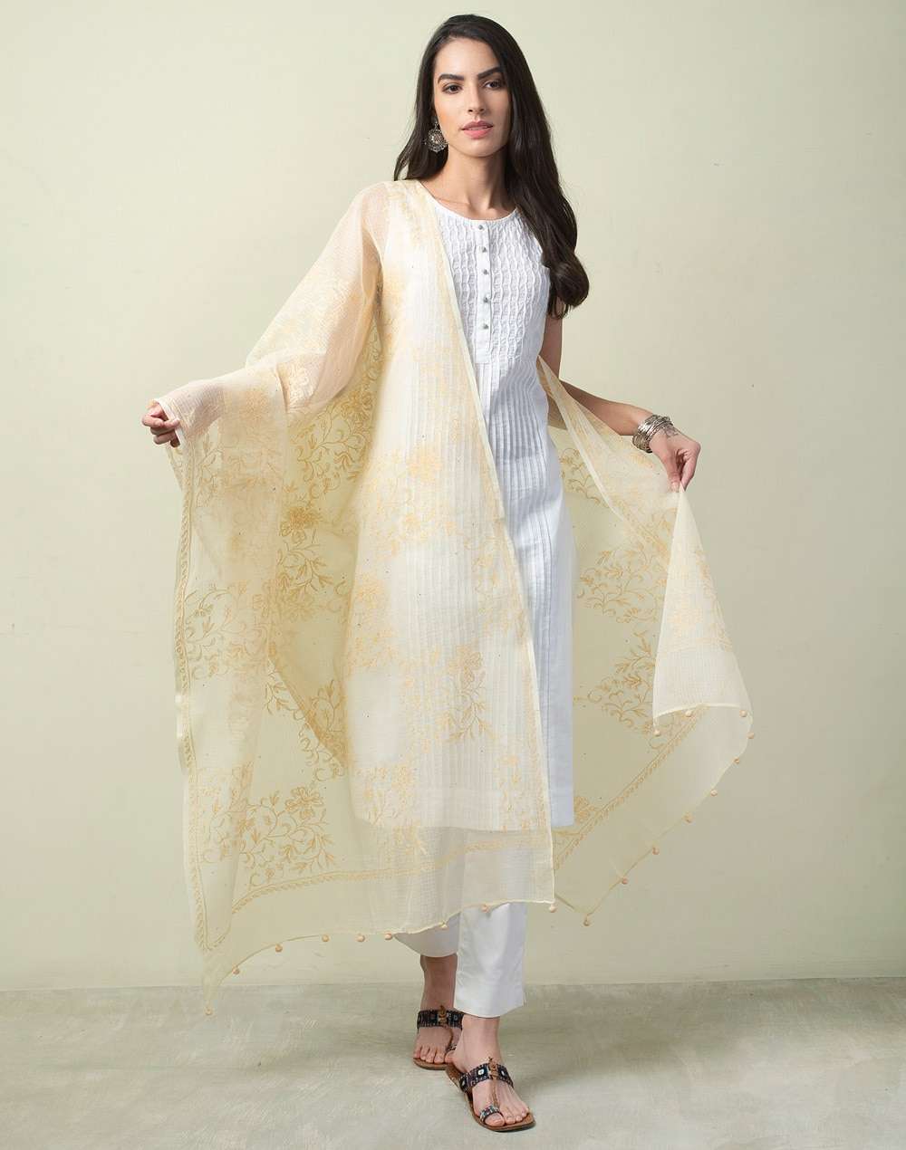 Cotton Silk Chikankari Dupatta