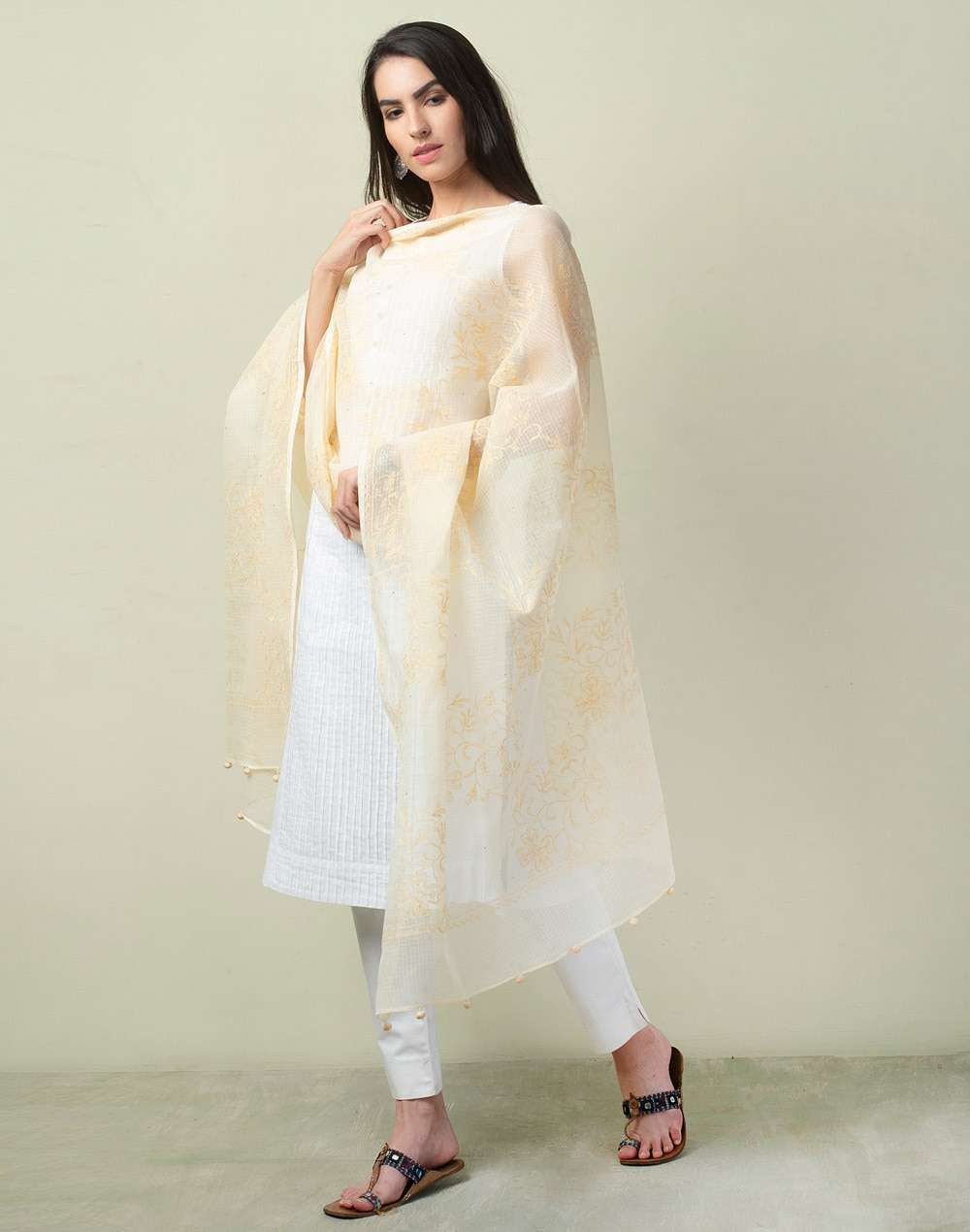 Cotton Silk Chikankari Dupatta