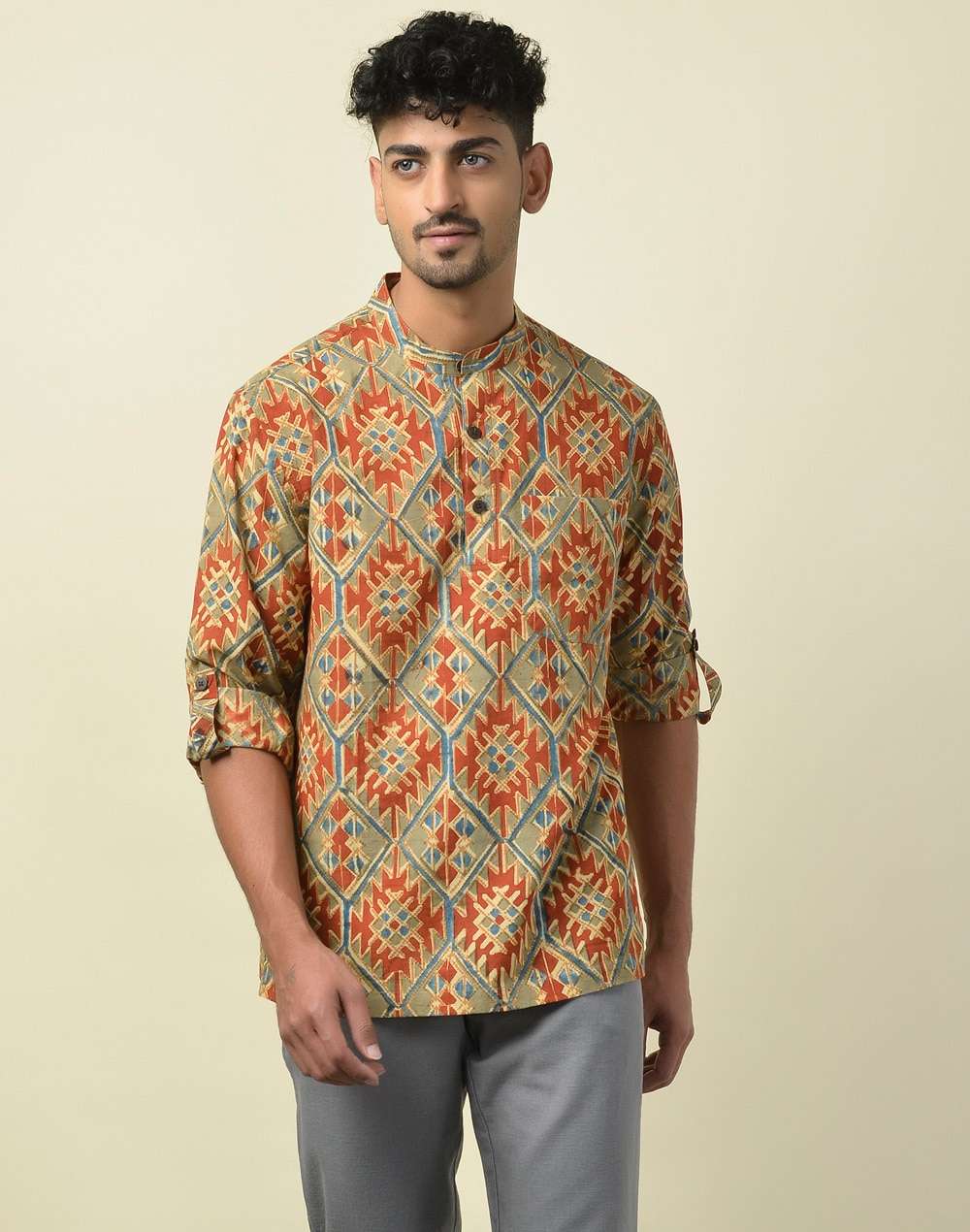 Cotton Kalamkari Mid Placket Shirt