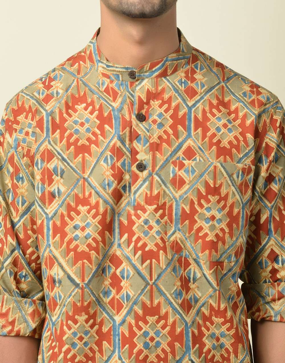 Cotton Kalamkari Mid Placket Shirt