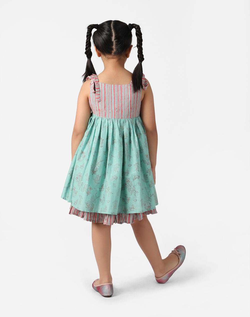 Turquoise Cotton Hand Block Print Dress