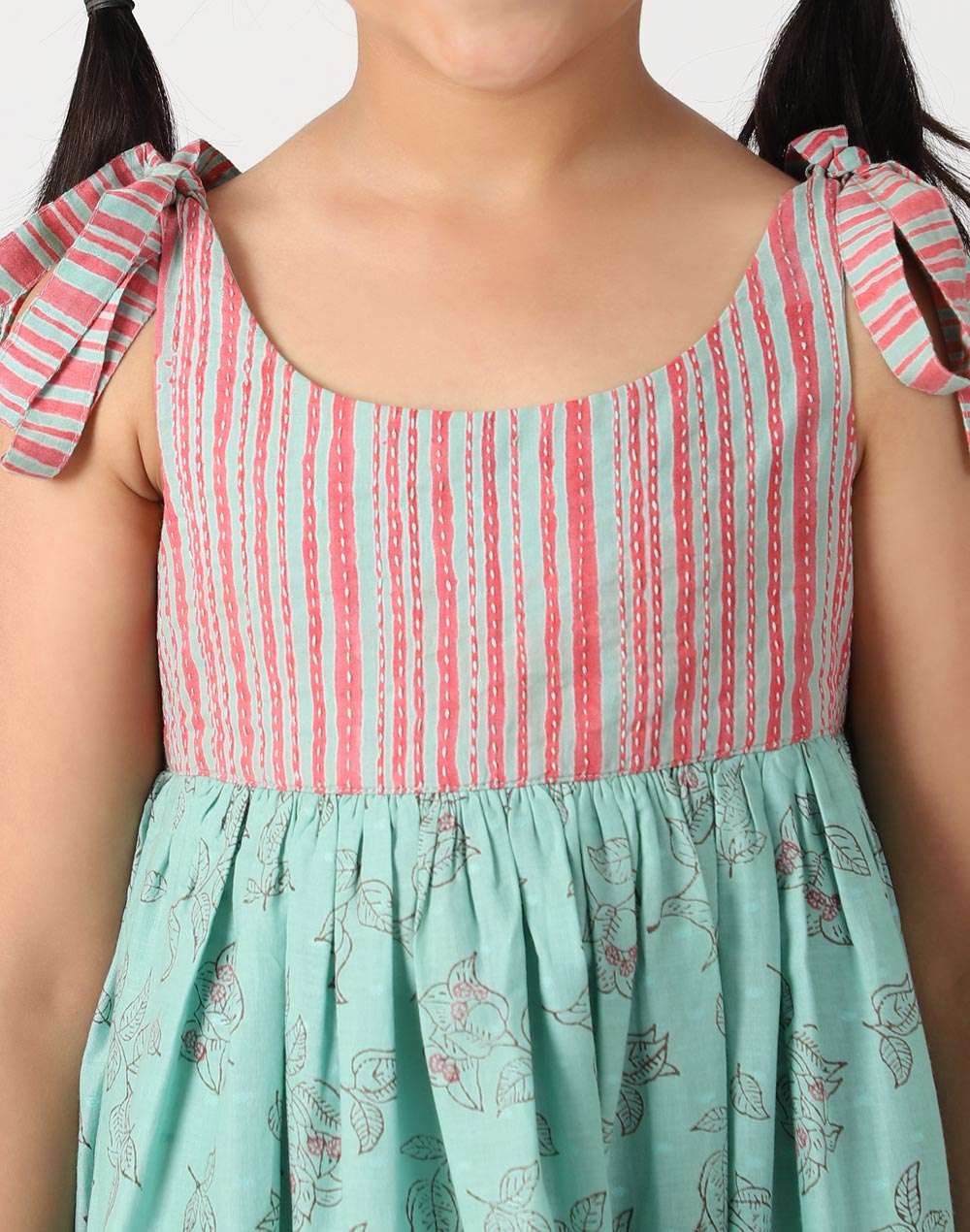 Turquoise Cotton Hand Block Print Dress