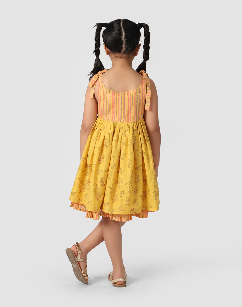Yellow Cotton Hand Block Print Dress
